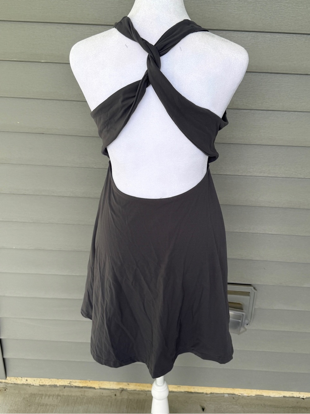 NWOT Women's Large Grey Cross Back Tennis Golf Athletic Dress Built-In Bra